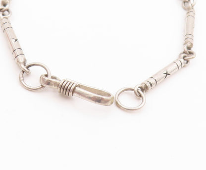 925 Sterling Silver Vintage Bracelet Engraved Geometric X Detail Chain BT11405