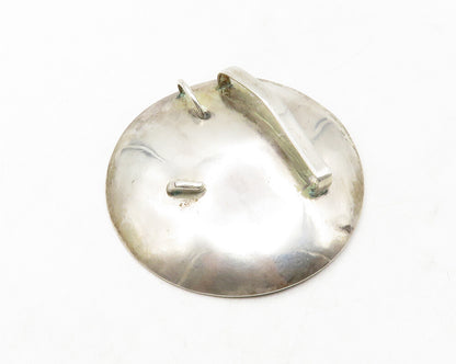925 Sterling Silver  Vintage Modernist Oxidized Wire Detail Belt Buckle TR1857