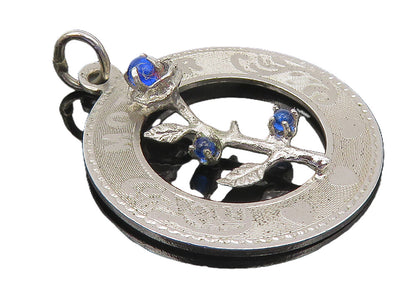 925 Sterling Silver  Petite Blue Topaz Flower Mother Love Drop Pendant  PT8557