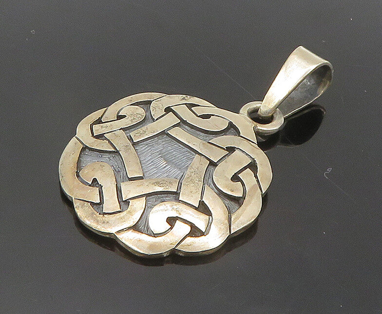 MEXICO 925 Sterling Silver  Vintage Oxidized Knot Pattern Pendant  PT15175