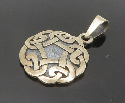 MEXICO 925 Sterling Silver  Vintage Oxidized Knot Pattern Pendant  PT15175