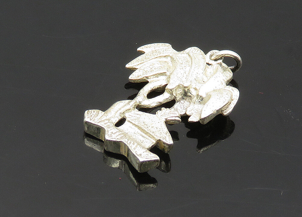 925 Sterling Silver  Vintage Shiny Palm Tree & Hut Scene Pendant  PT16326