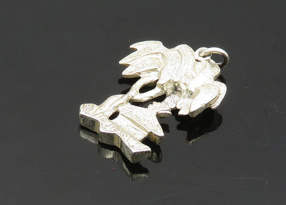 925 Sterling Silver  Vintage Shiny Palm Tree & Hut Scene Pendant  PT16326