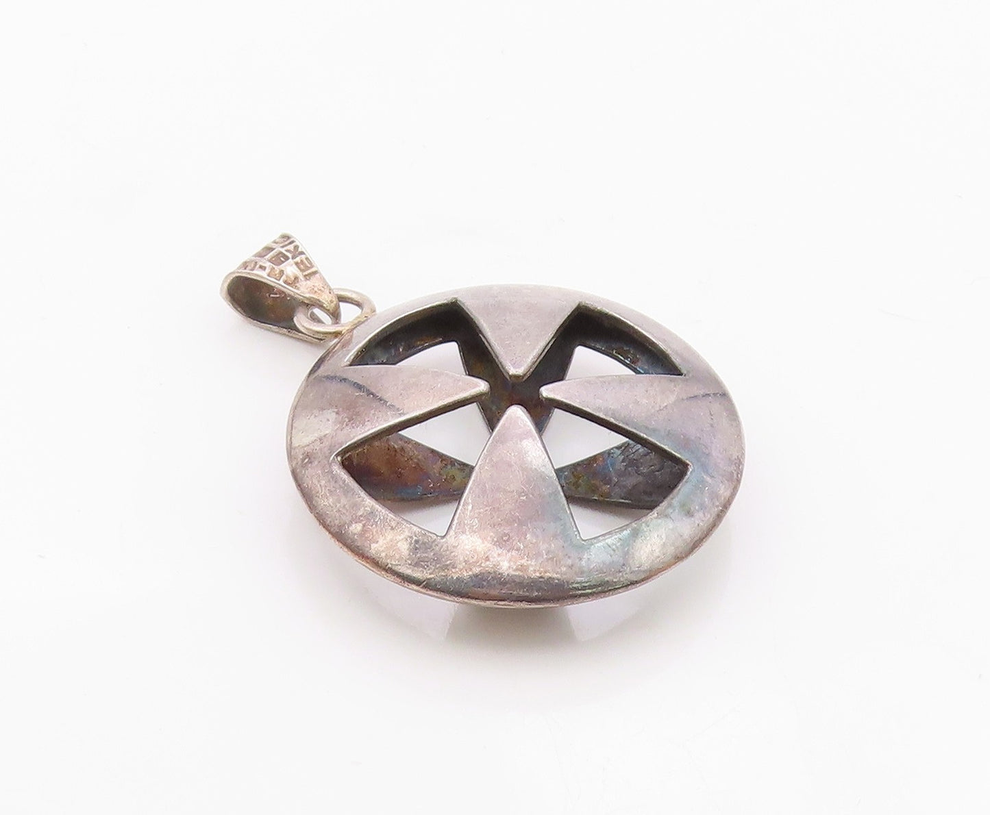 MEXICO 925 Sterling Silver  Vintage 3D Cutout Cross Solid Pendant  PT22301