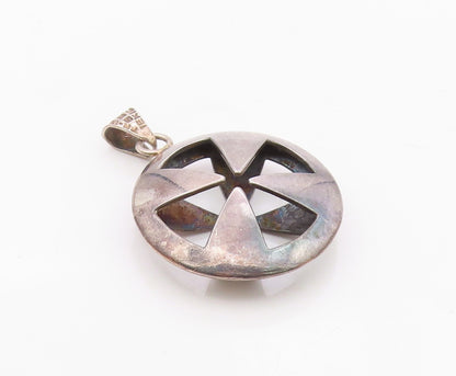 MEXICO 925 Sterling Silver  Vintage 3D Cutout Cross Solid Pendant  PT22301