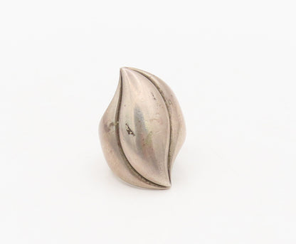 925 Sterling Silver  Vintage Large Solid Swirl Etched Eye Ring Sz 7  RG27424
