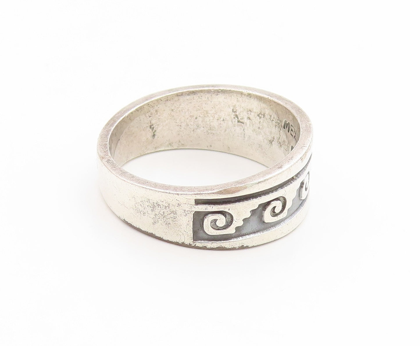 925 Sterling Silver Vintage Ring MEXICO Celtic Wavy Swirl Band  Sz 11  RG35205
