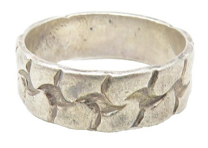 925 Sterling Silver  Vintage Chain Link Pattern Round Band Ring Sz 6  RG11132