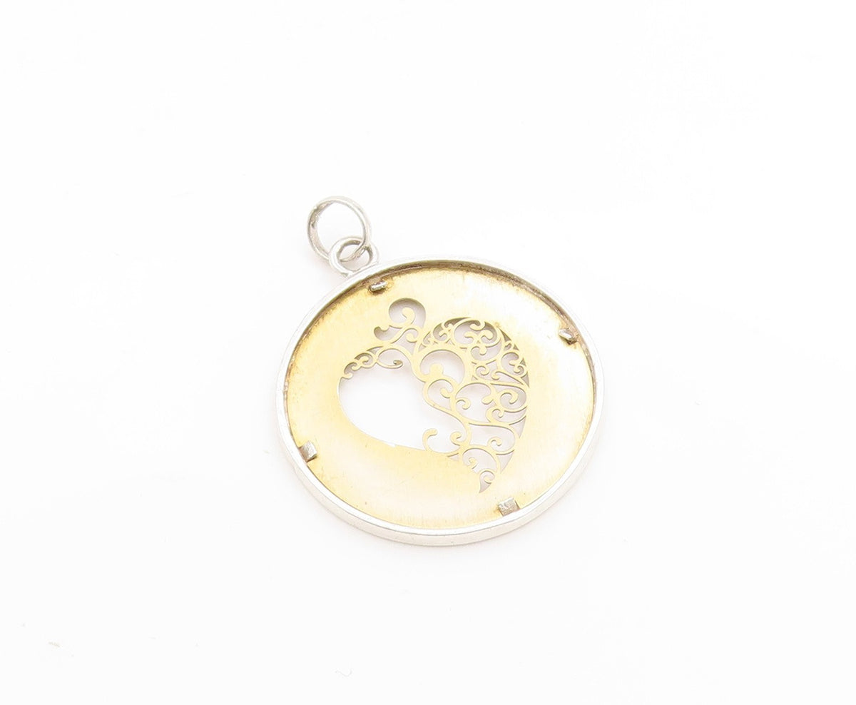 925 Sterling Silver Vintage Pendant I Adore You  Aunt Love Heart Medal  PT25270