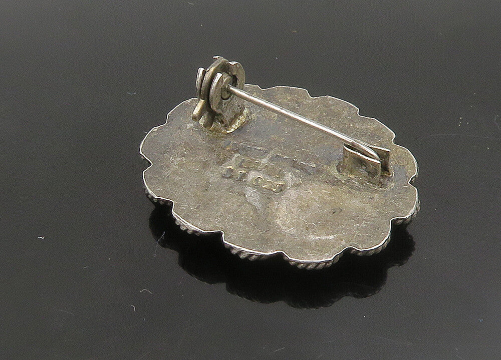 ISRAEL 925 Sterling Silver  Vintage Antique Mother Of Pearl Brooch Pin  BP9122