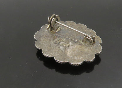 ISRAEL 925 Sterling Silver  Vintage Antique Mother Of Pearl Brooch Pin  BP9122