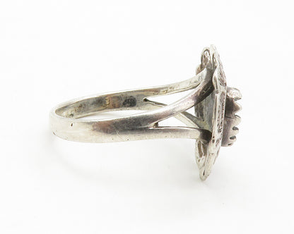 NAVAJO 925 Sterling Silver  Vintage Etched Love Heart Band Ring Sz 8  RG14510