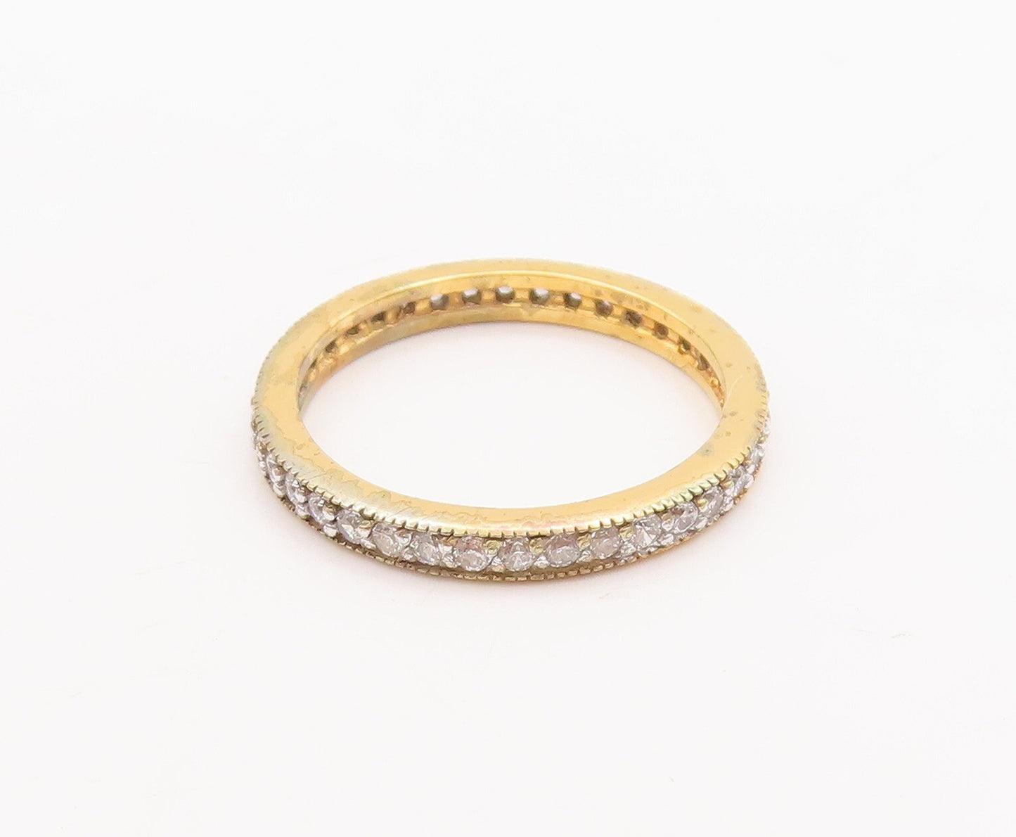 925 Sterling Silver Vintage Ring Gold Plated Topaz Inlay  Sz 7  RG29421