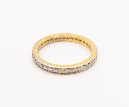 925 Sterling Silver Vintage Ring Gold Plated Topaz Inlay  Sz 7  RG29421