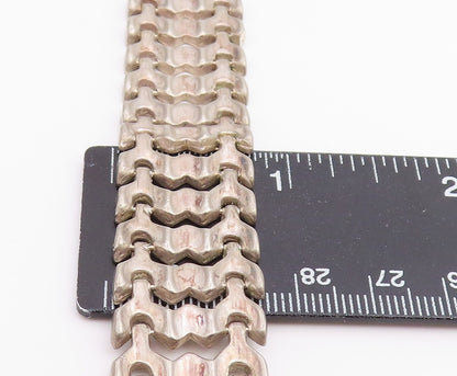 925 Sterling Silver Vintage Bracelet MILOR Geometric Multi Row Link  BT12215