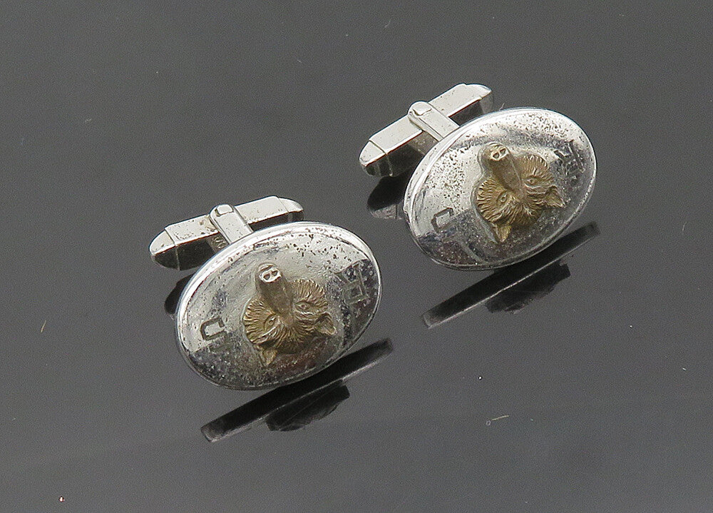 FOSTER 925 Sterling Silver  Vintage Antique Fox's Face Shiny Cufflinks  TR2796