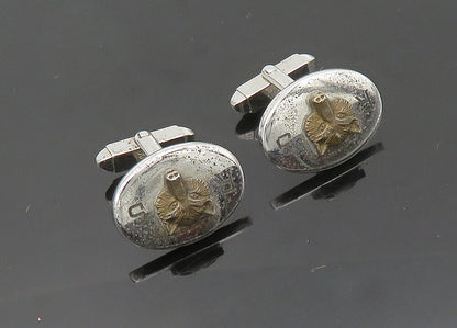 FOSTER 925 Sterling Silver  Vintage Antique Fox's Face Shiny Cufflinks  TR2796