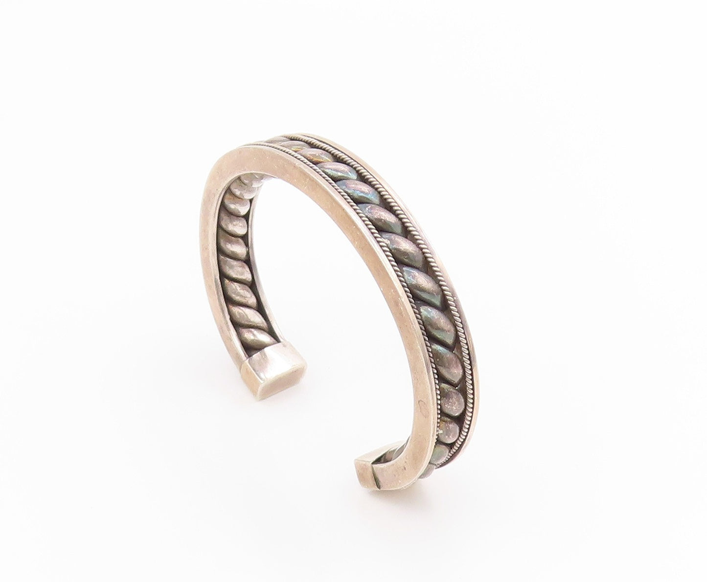 925 Sterling Silver Vintage Bracelet BALI Classic Twisted Rope Cuff  BT11647