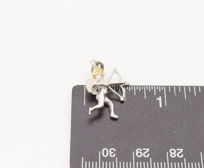 925 Sterling Silver  Vintage Mini Flying Angle With Bow Arrow Pendant  PT22381