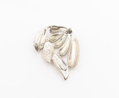 DANECRAFT 925 Sterling Silver  Vintage Sculpted Leaves Brooch Pin  BP9450