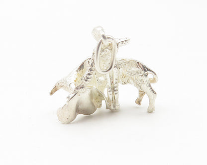 925 Sterling Silver  Vintage Shiny Petite Bull & Rider Drop Pendant  PT8799