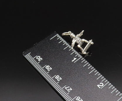 925 Sterling Silver  Vintage Sculpted Man Riding Skateboard Pendant  PT21589