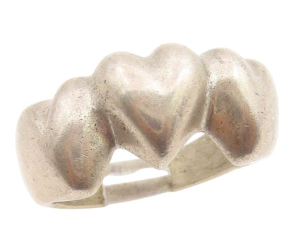 925 Sterling Silver Vintage Ring Minimalist Solid Love Heart Band  Sz 6  RG35494