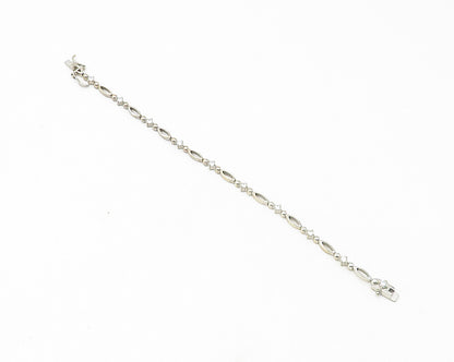 925 Sterling Silver  Vintage Petite Prong Set Topaz Chain Bracelet  BT4542