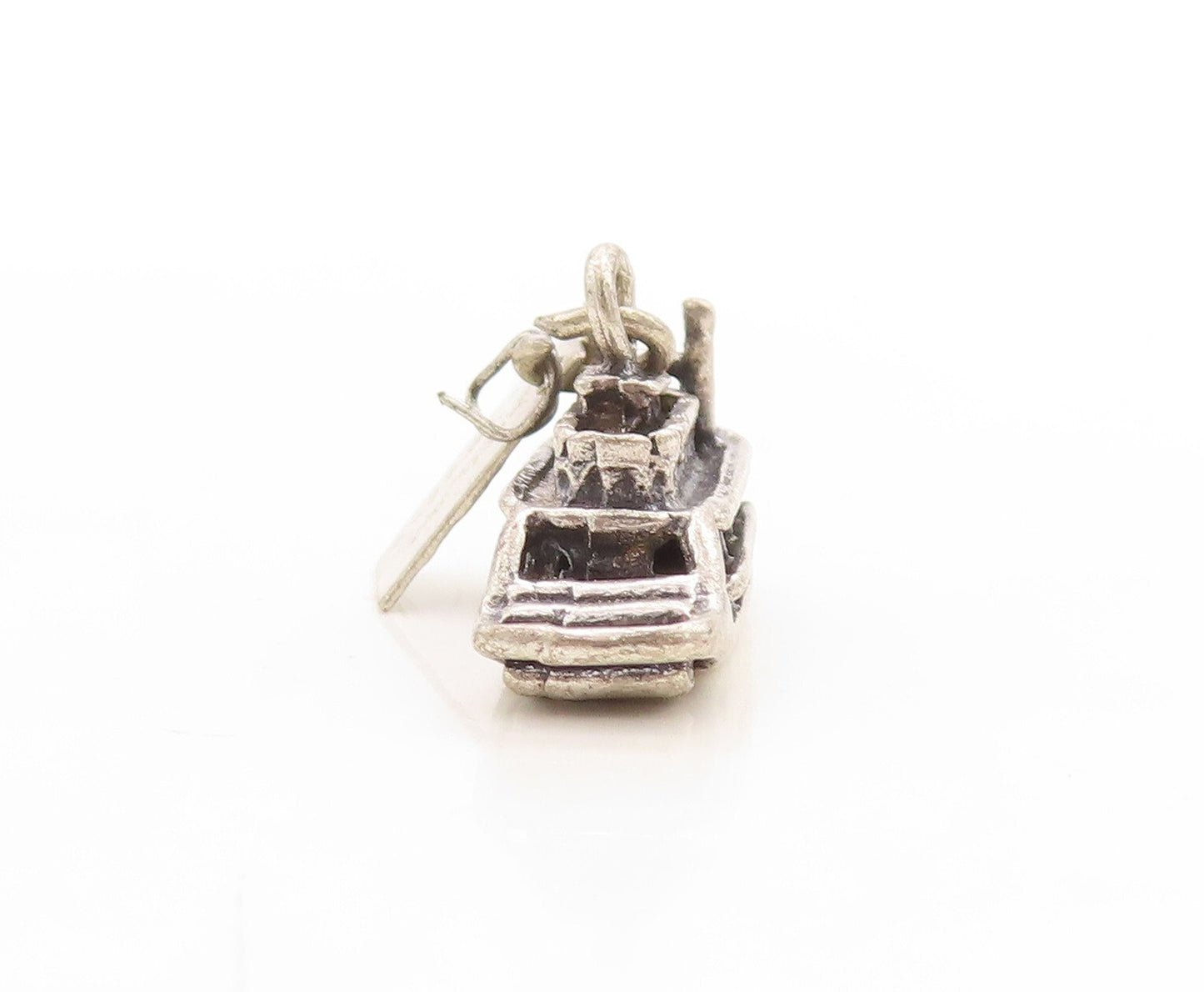 925 Sterling Silver Vintage Pendant 3D Carved Cruise Ship Charm  PT23740