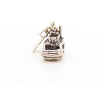 925 Sterling Silver Vintage Pendant 3D Carved Cruise Ship Charm  PT23740