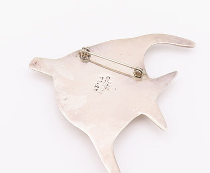 925 Sterling Silver Vintage Brooch Pin MEXICO Enameled Cutout Angelfish  BP10744