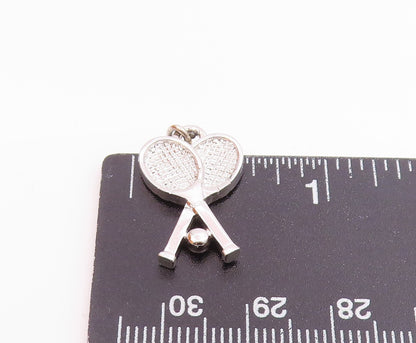 925 Sterling Silver Vintage Double Tennis Racket Sports Charm Pendant  PT20525