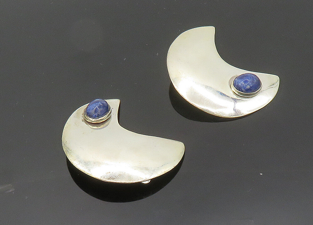 TULLA BOOTH 925 Silver  Vintage Sodalite Crescent Non Pierce Earrings  EG10035