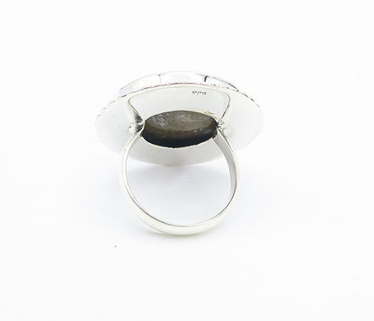 925 Sterling Silver  Cabochon Cut Brown Jasper Cocktail Ring Sz 8  RG8447