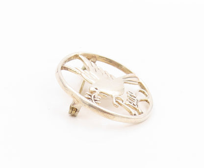 925 Sterling Silver Vintage Brooch Cutout Dove Of Peace  BP11648