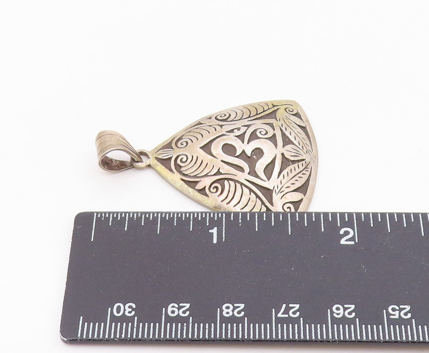 925 Sterling Silver  Vintage Om Spiritual Symbol Two Tone Pendant  PT16037