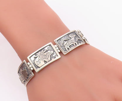 925 Sterling Silver Vintage Bracelet RODERIC TENORIO Storyteller Panel  BT12130