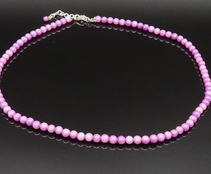 925 Sterling Silver  Vintage Genuine Charoite Beads Necklace  NE3874