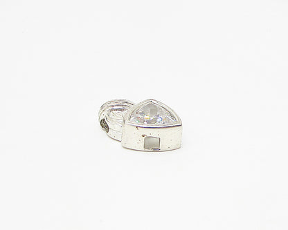 925 Sterling Silver  Faceted White Topaz Triangular Slider Pendant  PT2001
