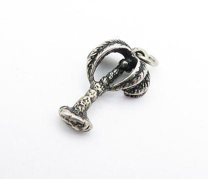 925 Sterling Silver  Vintage Petite Dark Tone Single Palm Tree Pendant  PT4947