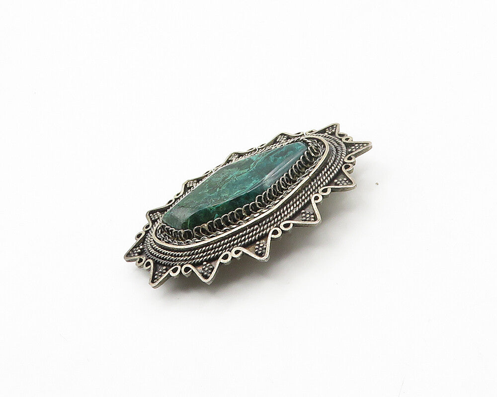 ISRAEL 925 Sterling Silver  Vintage Eilat Stone Twist Brooch Pin  BP6987
