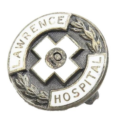 925 Sterling Silver  Vintage Enamel Lawrence Hospital Badge Brooch Pin  BP4227