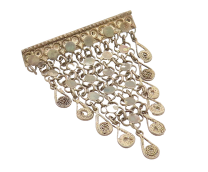 ISRAEL 925 Silver  Vintage Chained Disc & Spirals Dangle Brooch Pin  BP10135