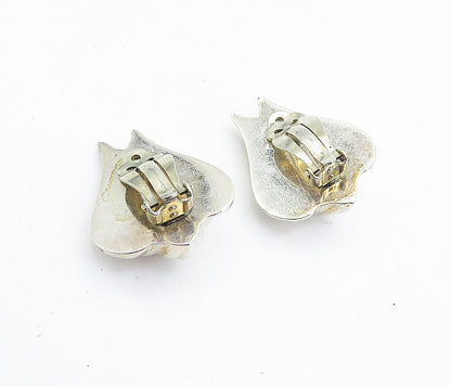 MEXICO 925 Silver  Vintage Hollow Floral Design Non Pierce Earrings  EG2872