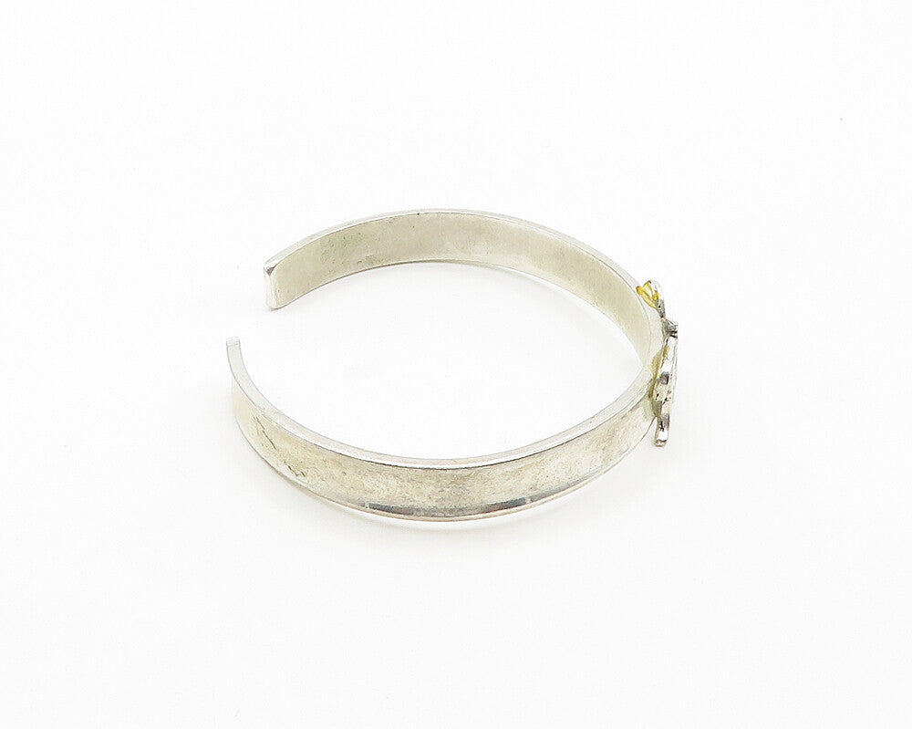 925 Sterling Silver  Vintage Shiny Faith Smooth Cuff Bracelet  BT7876