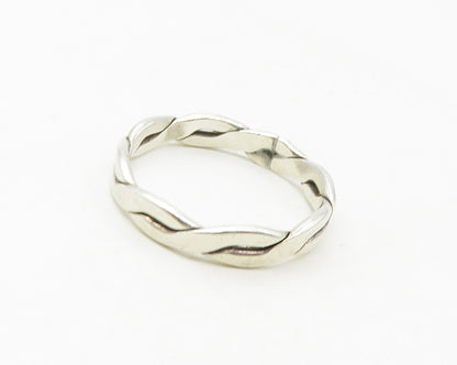 MEXICO 925 Silver  Vintage Shiny Infinity Twist Large Band Ring Sz 12  RG18794