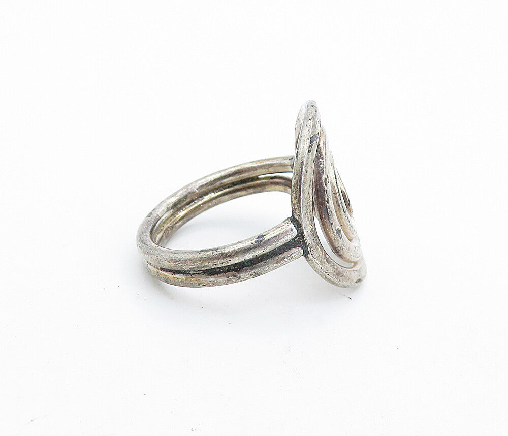 925 Sterling Silver  Vintage Dark Tone Spiral Ribbed Band Ring Sz 9  RG7074