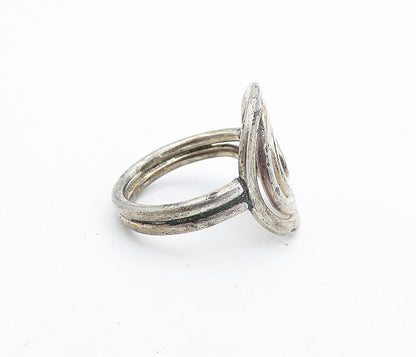 925 Sterling Silver  Vintage Dark Tone Spiral Ribbed Band Ring Sz 9  RG7074