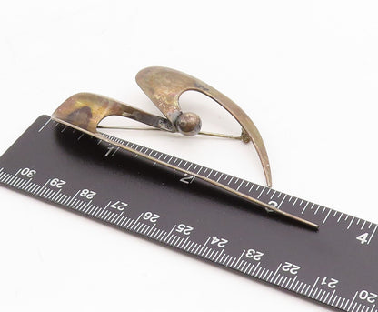 925 Sterling Silver Vintage Brooch Pin ORB Dark Tone Open Heart Design  BP11456