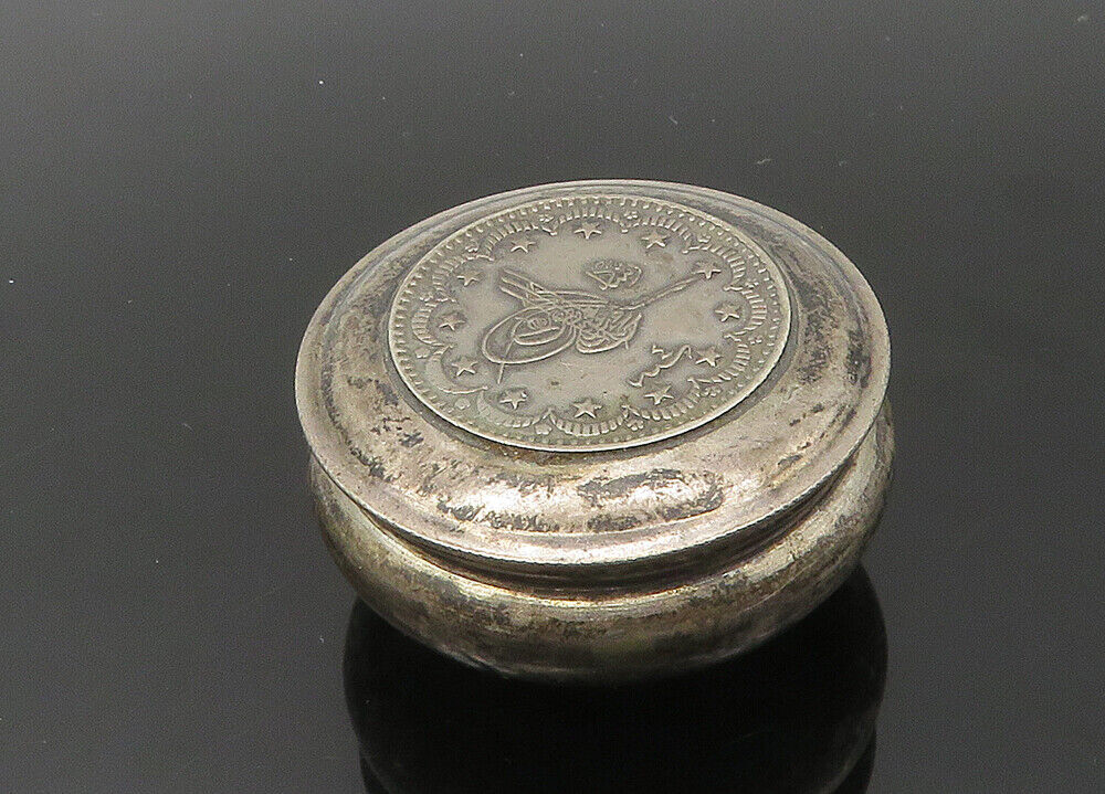 ISRAEL 925 Sterling Silver  Vintage Oxidized Star Pattern Container  TR3005